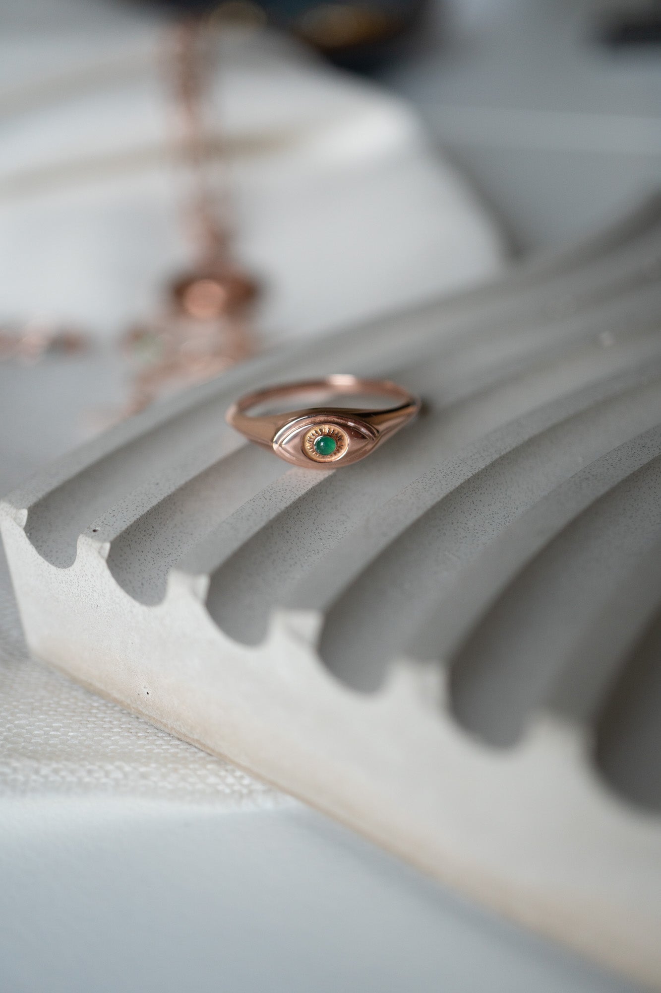 Evil Eye Signet Ring Rose Gold